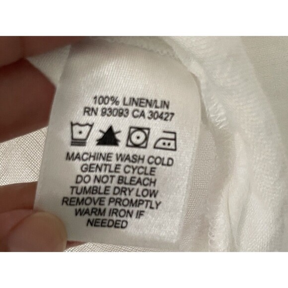 Nic & Zoe Women’s Small White Oversized Drawstring Sleeve 100% Linen Blouse - Picture 7 of 7